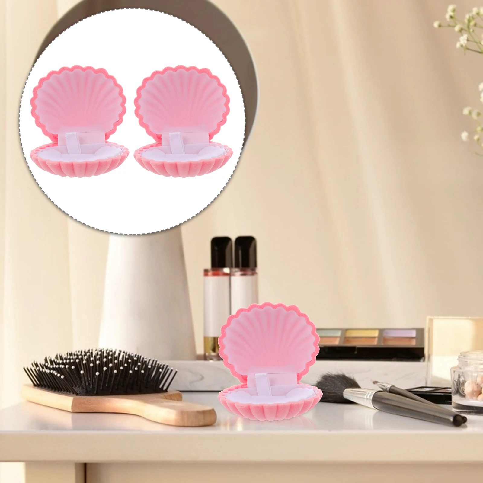 

2 шт., футляр для ювелирных изделий в форме ракушки, прочный органайзер, коробка для хранения ожерелья, браслета, колец, дорожная упаковочная коробка для ювелирных изделий