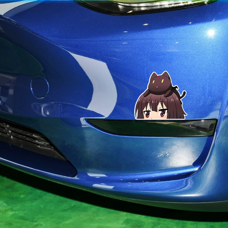 for Konosuba Wizard Neko Peeker Fine Decal Fashion Scratch-proof Car Sticker 3D Vinyl Car Wrap Laptop