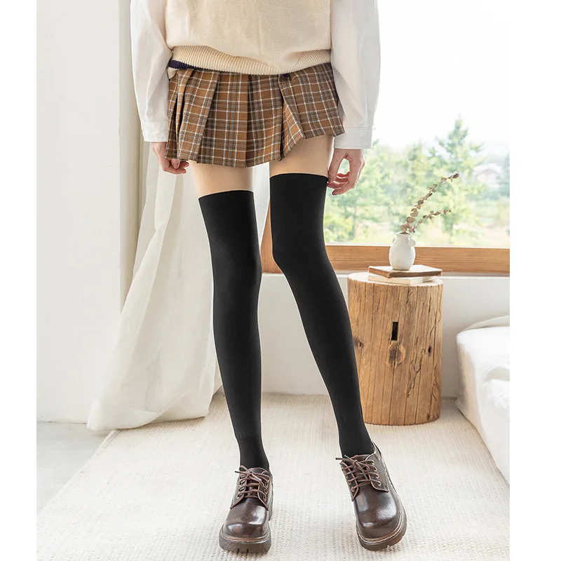 Women Warm Tights Spring False Leg Pantyhose Stripe Velvet Thick False Calf Socks Skin Patchwork Stockings Ladies Fur Pantyhose