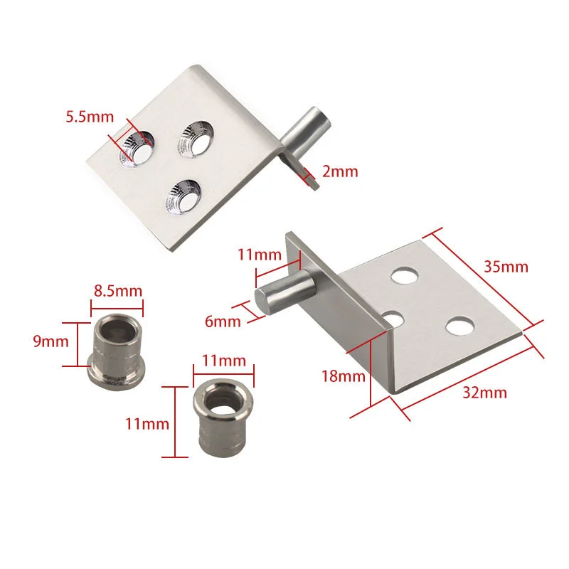 1 Set Top & Bottom Pivot Concealed Hidden Hinges, Corner Connecting Brackets for Wooden Furniture Doors & Fire Hydrant Box Doors