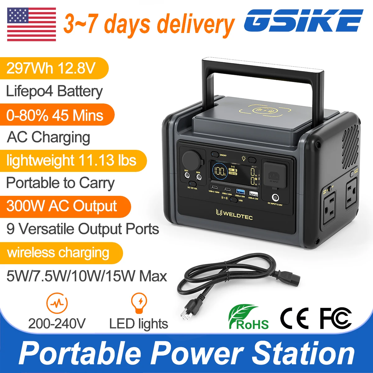 Outdoor Lighting For Home - GSIKE Portable Power Station 300W Peak