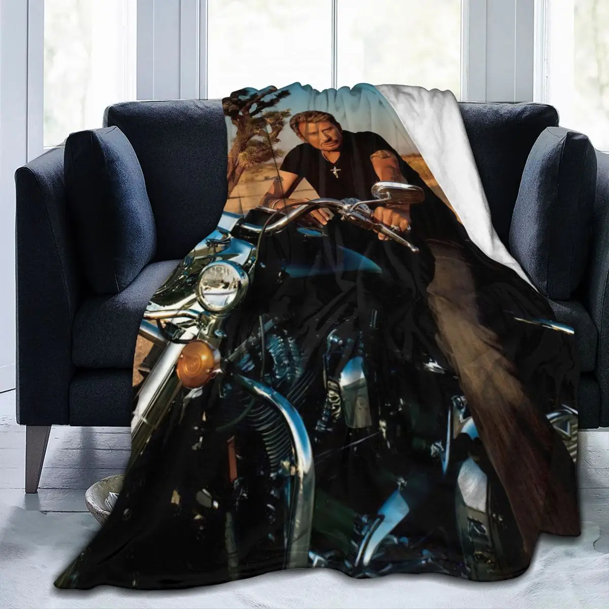 

Johnny Hallyday 3d Blanket Fleece Decoration Multi-function Soft Throw Blankets for Home Outdoor Quilt