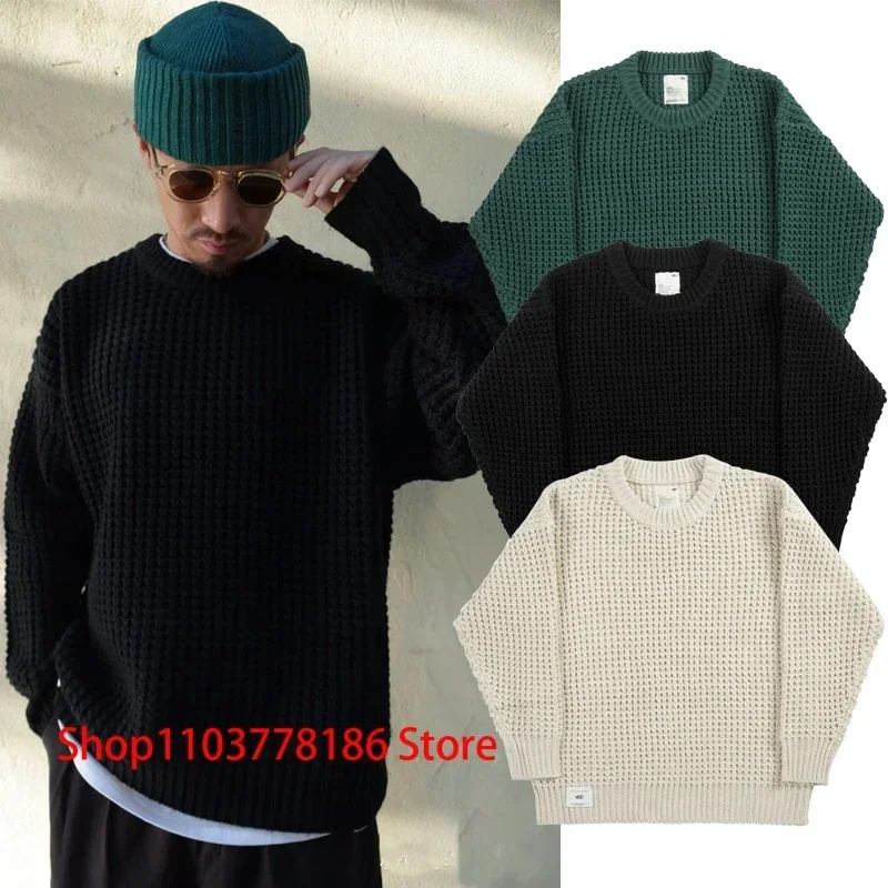 Streetwear Madness Sweater Classic White Label Winter Loose Heavy Coarse Wool Knitwear MDNS Roundneck Pullover Unisex