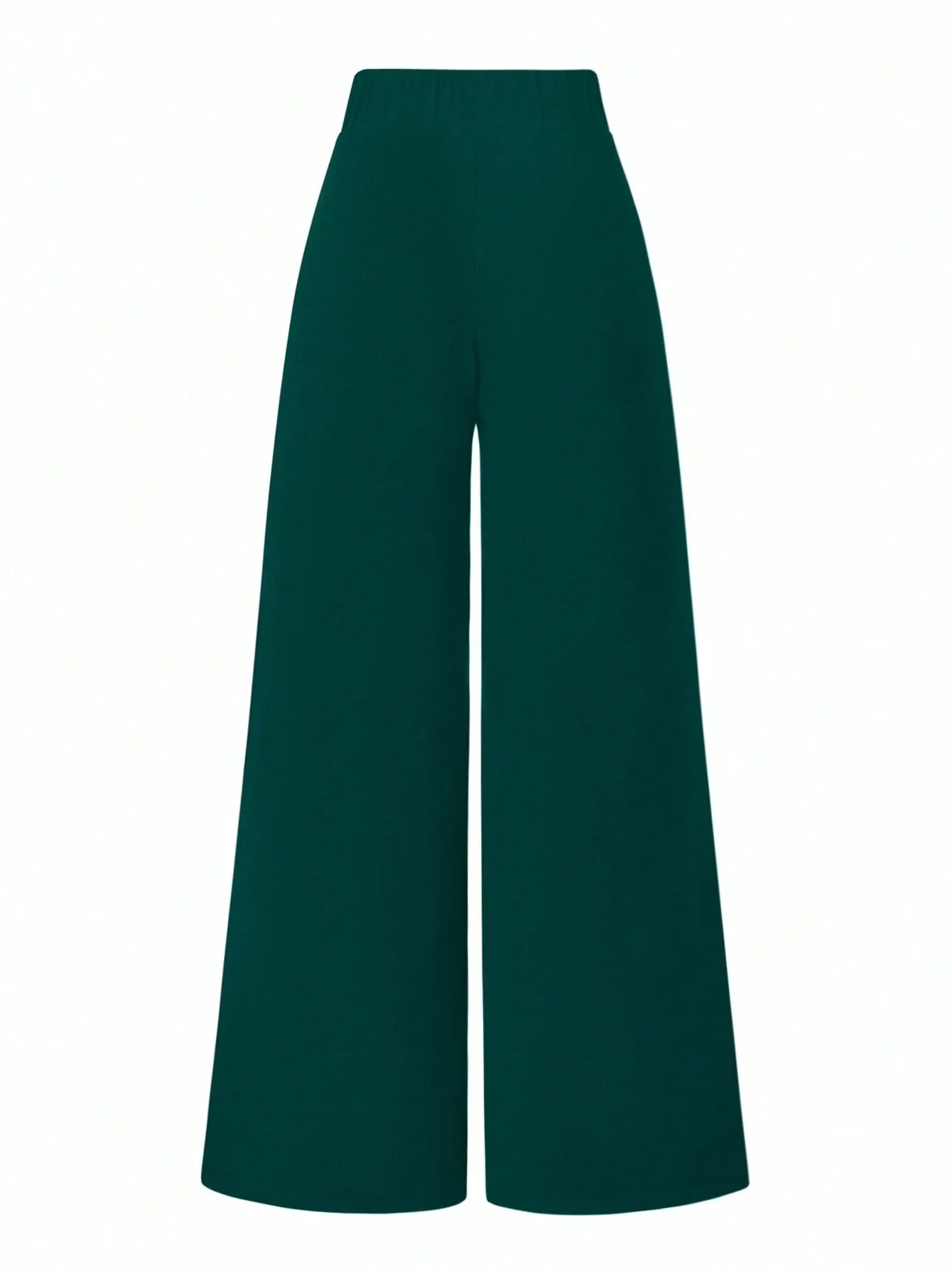 

Women Solid Color High Waist Loose Straight Elegant Pants