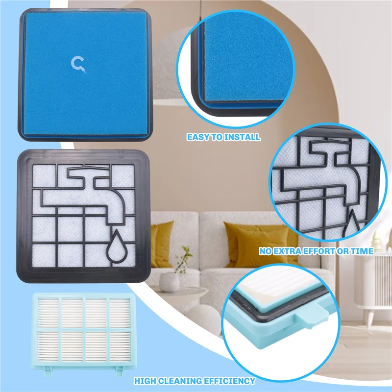 HEPA-Filter für Power Pro Compact FC9331/09 FC9332/09 FC8010/01 Staubsaugerteile Schaumstofffilter