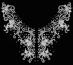2PC/Lot Big Flower Iron-On Applique Patches Rhinestone Motif Design Hot Fix for Shirt And Dress Transfer