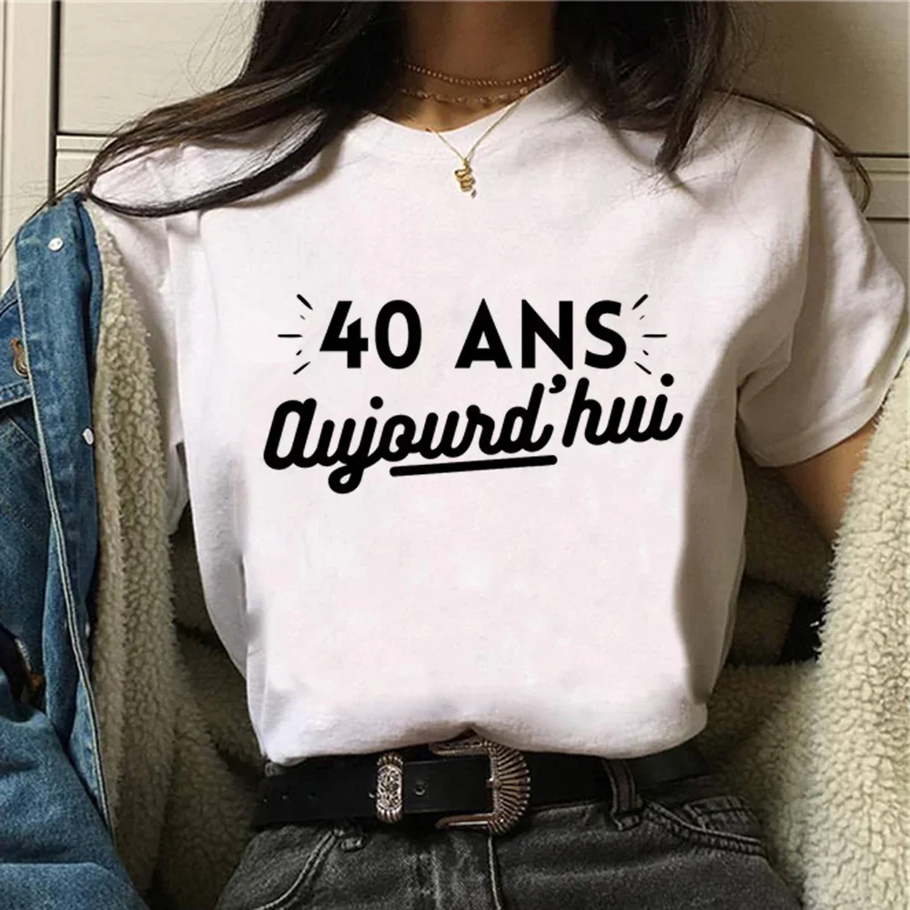 Mulheres 40 anos 40Th aniversário T-Shirt, Streetwear engraçado, Harajuku Designer, roupas gráficas, Top for Girl