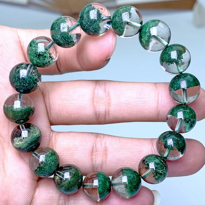 Black Jadeite Cornucopia Green Phantom Quartz Bracelet