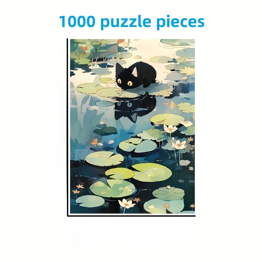 300/500/1000pcs Paper Puzzle Kitten Water Lilies Jigsaw Puzzle Kid Learning Toy Family Game Activity Bedroom Living Room Decor