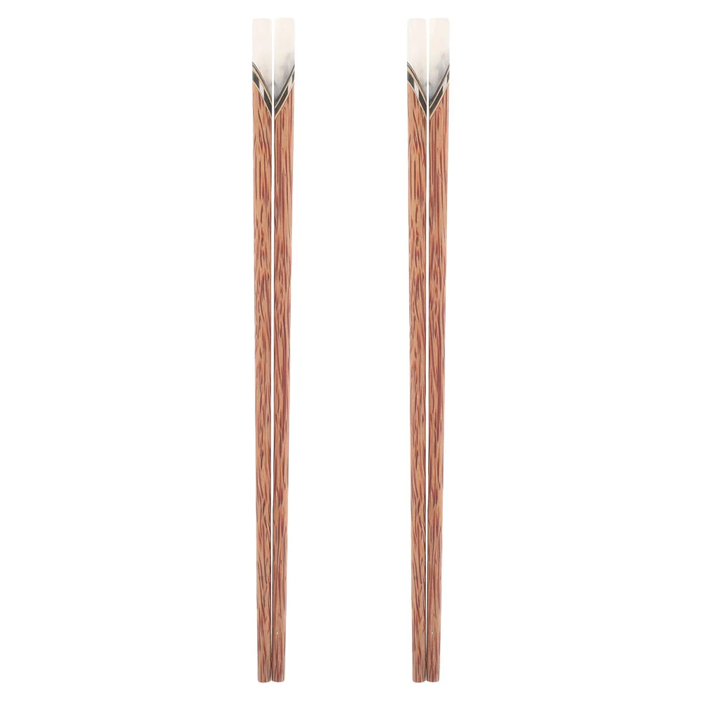 

2 Pairs Wooden Chopsticks Natural Chinese Style Eating Asian Reusable Sturdy Household Storage Utensils