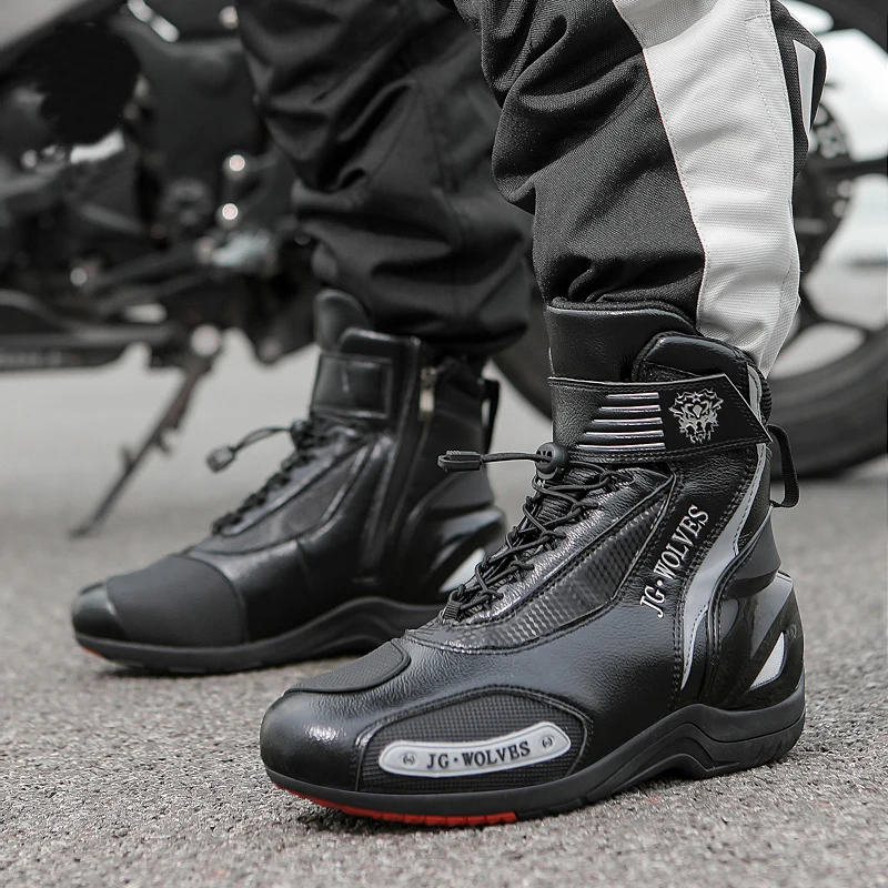 Men Women Motorcycle Boots Botas Moto Microfiber Leather Motocross Off-Road Racing Boots Motorbike Riding Shoes Men Moto Boots