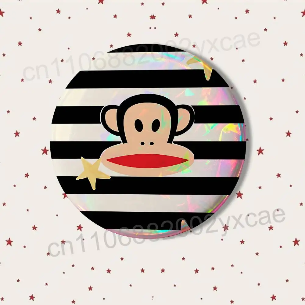Dies ist ein Affen-Paul-Frank-Abzeichen für Rucksäcke, Kleidungsdekoration, runde Brosche aus Weißblech, lustige, individuelle Geschenke für Freunde – Detail 12