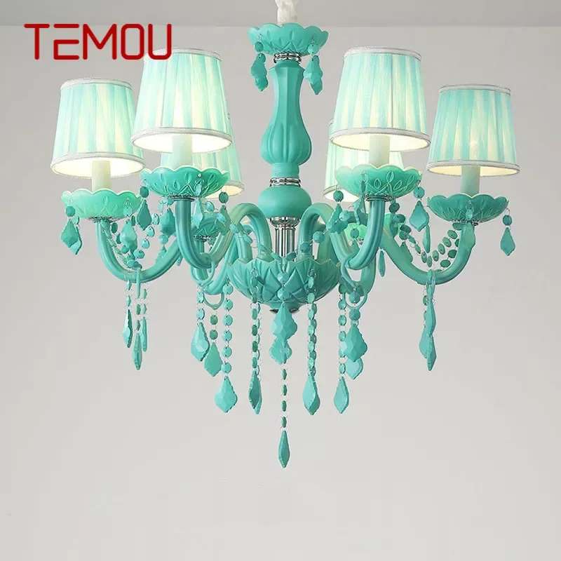 

TEMOU Green Crystal Pendent Lamp Art Candle Lamp Children's Room Living Room Restaurant Bedroom Cafe Clothing Store Chandelier