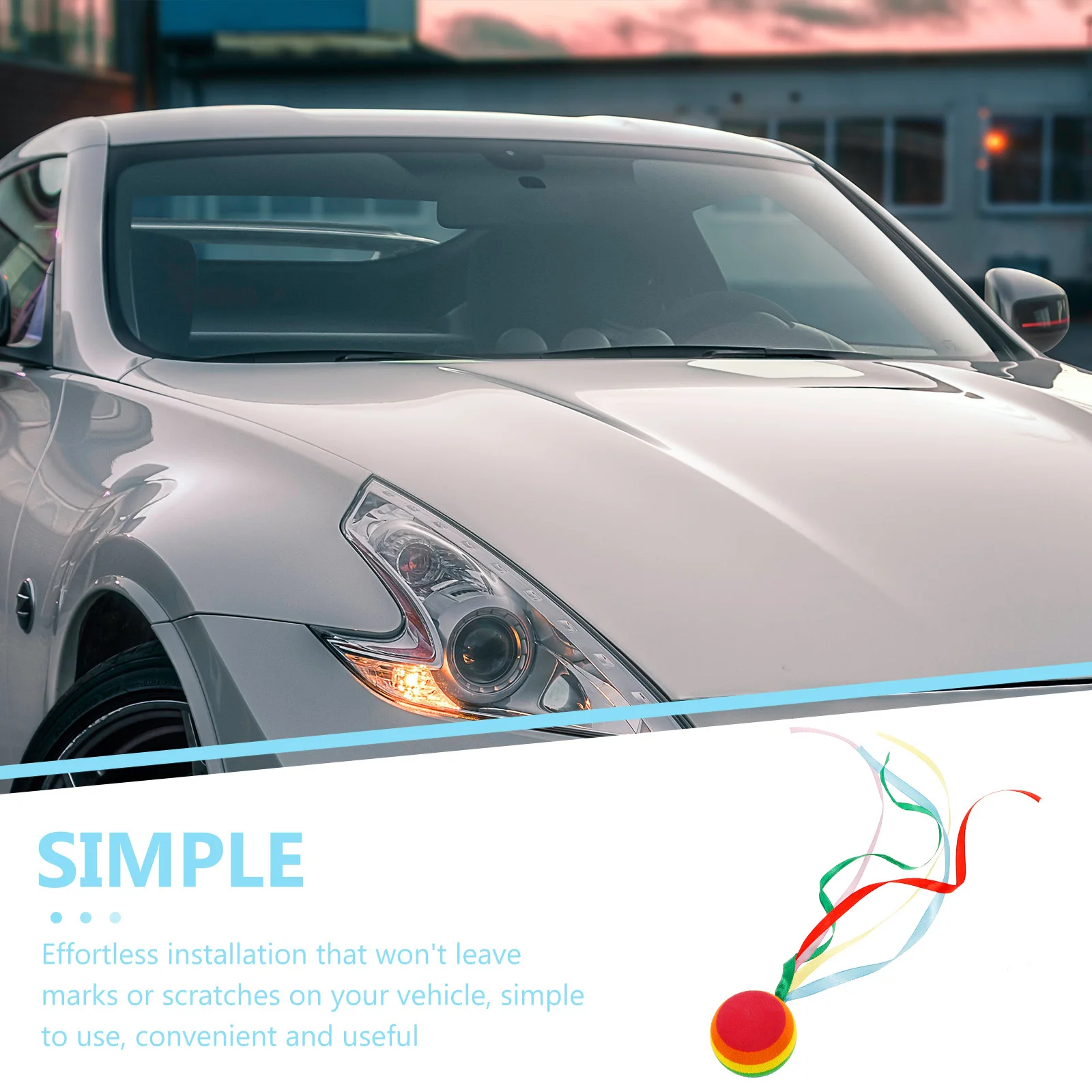 

Car Antenna Rainbow Ball With Ribbon Vehicle Auto Topper Decoration Automotive Exterior Part Stylish Durable Cute