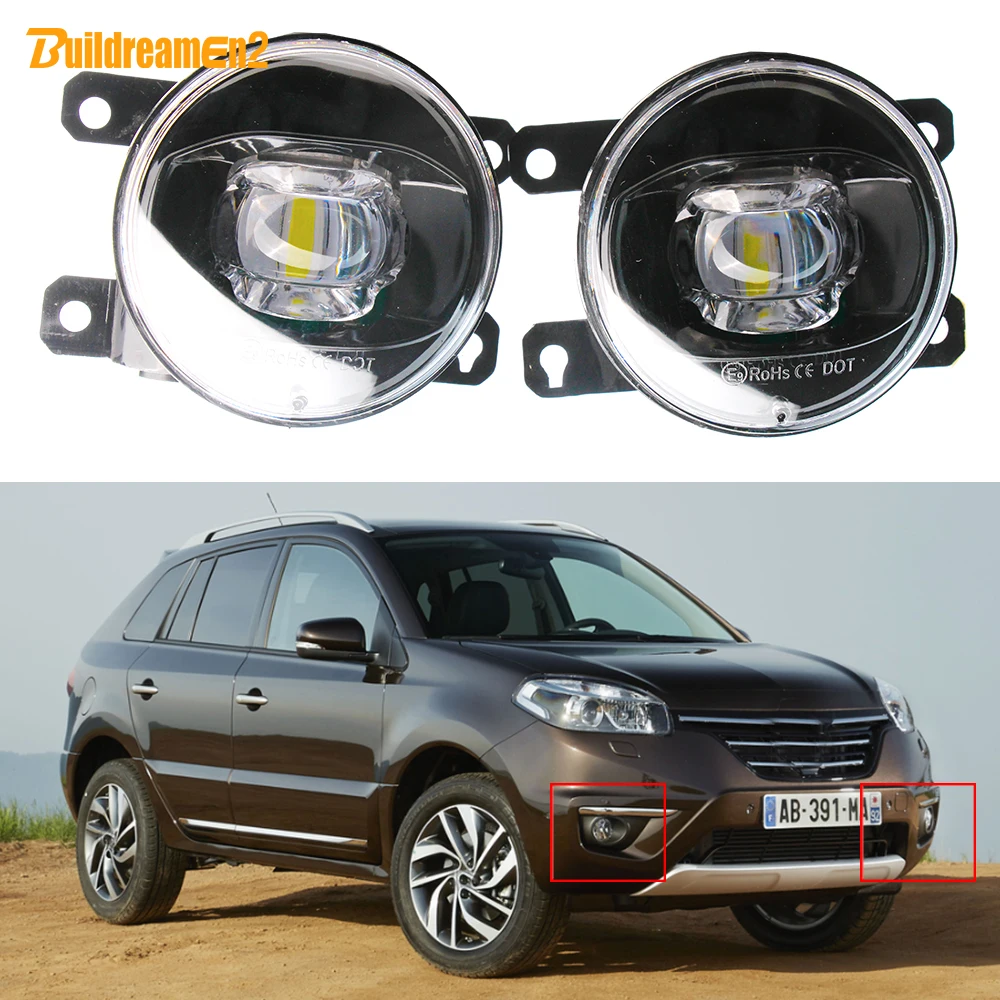 2 X Car LED Lens Fog Light Adjustable External Fog Lamp DRL 30W H11 For Renault Koleos HY Samsung QM5 2011 2012 2013 2014 2015