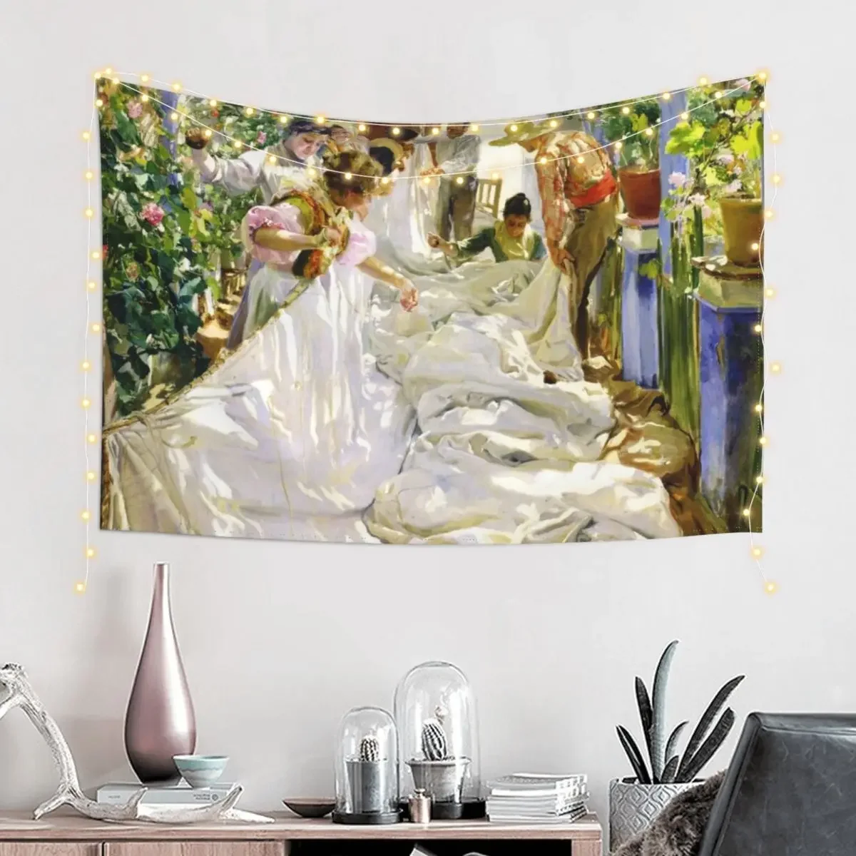 Joaquin Sorolla y Bastida - Sewing the sail 1896 Tapestry Bedroom Decor Room Decor Korean Style Tapestry