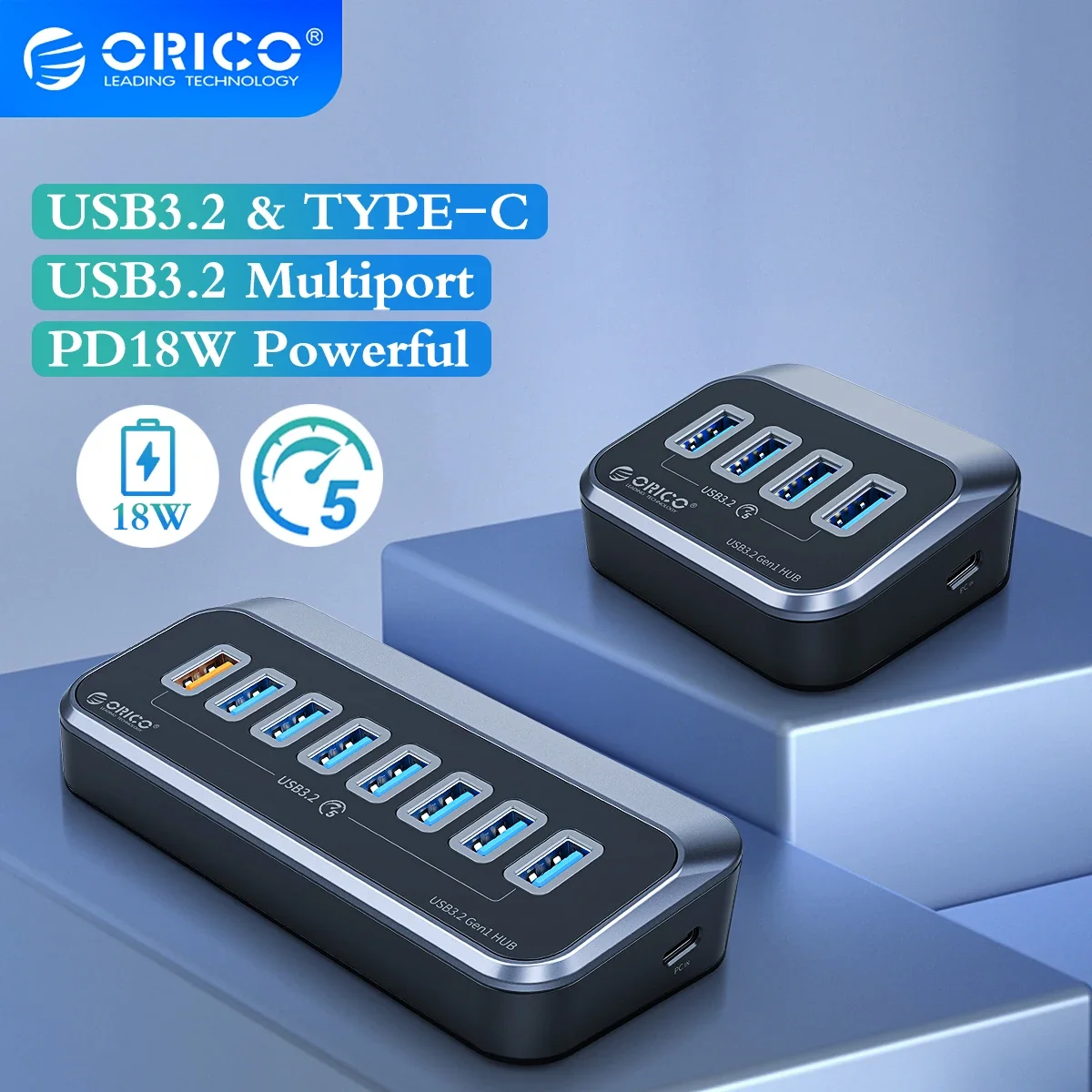 ORICO HUB USB ABS 5Gbps HUB PD 18W Sạc USB3.2 Loại USB C Đầu Đọc Thẻ Bộ Chia Với Công Suất adapter Dành Cho Máy Tính Để Bàn Phụ Kiện