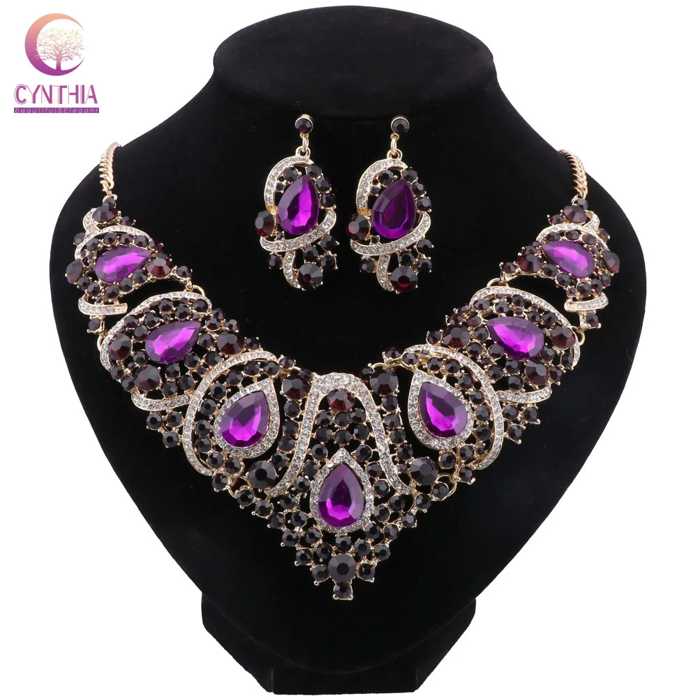 CYNTHIA Necklace Earrings Retro Indian Bridal Jewelry Sets Women's Party Wedding Costume Accessories Gifts for Women