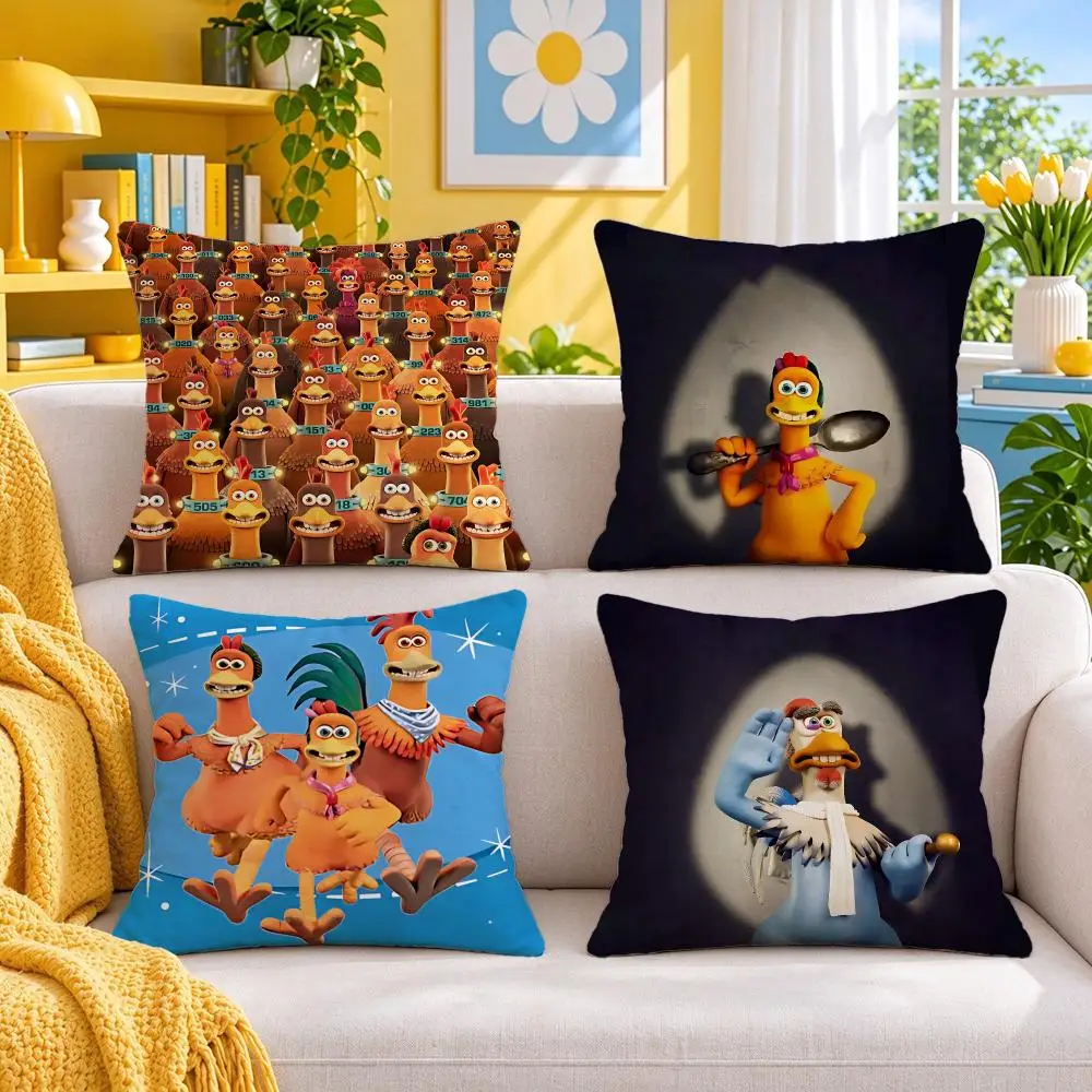 movie Chicken Run Cushion Cover Throw Pillow Short Plush Fresh Bright Cushion for Bedroom Sofa Ornament Present Gift