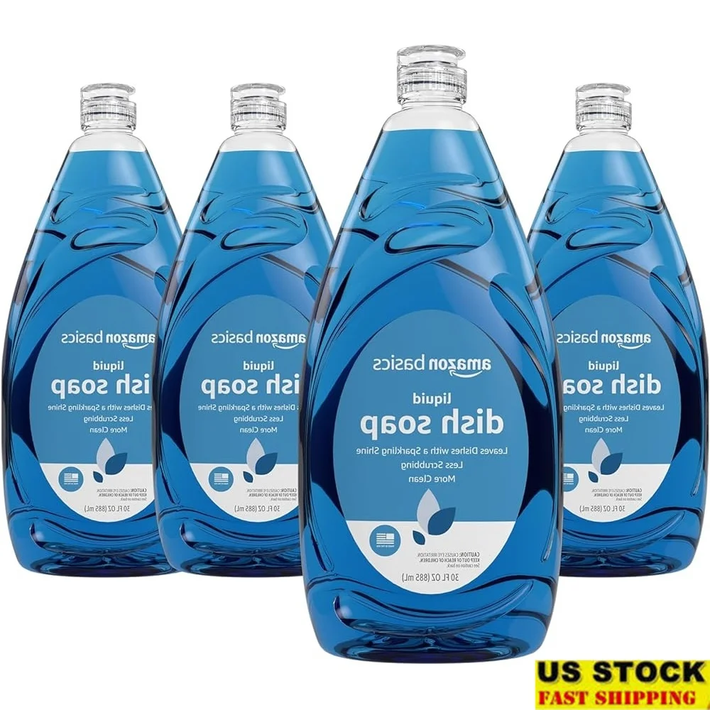 Jabón líquido perfumado fresco para platos, juego de 4 botellas, 30 fl oz, sin parabenos, sin ftalatos, ingredientes limpios de larga duración para cocina