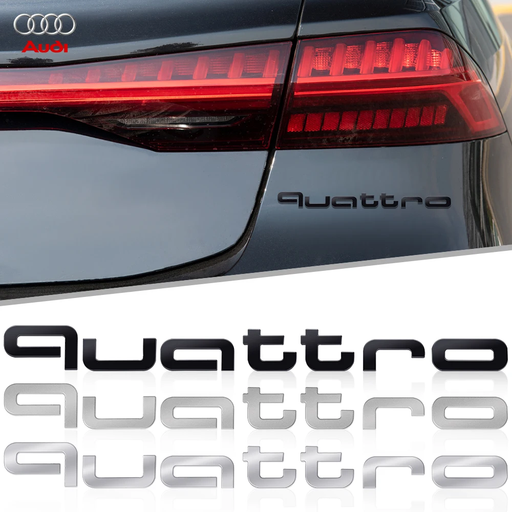 3D Quattro Buchstaben Auto-Emblem Aufkleber Karosserie-Kofferraum-Dekoration Aufkleber für Audi Sline RS A4 B8 A3 8P A1 A2 A5 A6 C7 8V A7 Q1 Q3 Q5 Q7