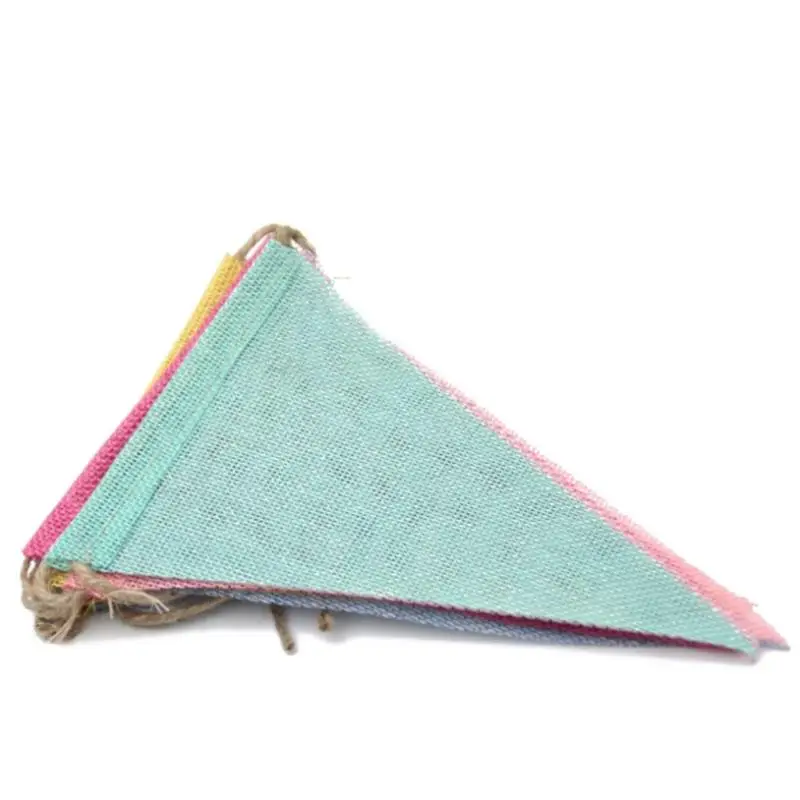 Vintage Colorful Burlap Linen Bunting Flags Pennant For Happy Birthday Party Wedding Decoration Candy Bar