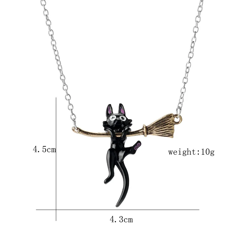 Anime Kiki's Deliverys Services Necklace Black Cat JiJi Pendant Cartoon Necklace for Women Girl Accessories Gift