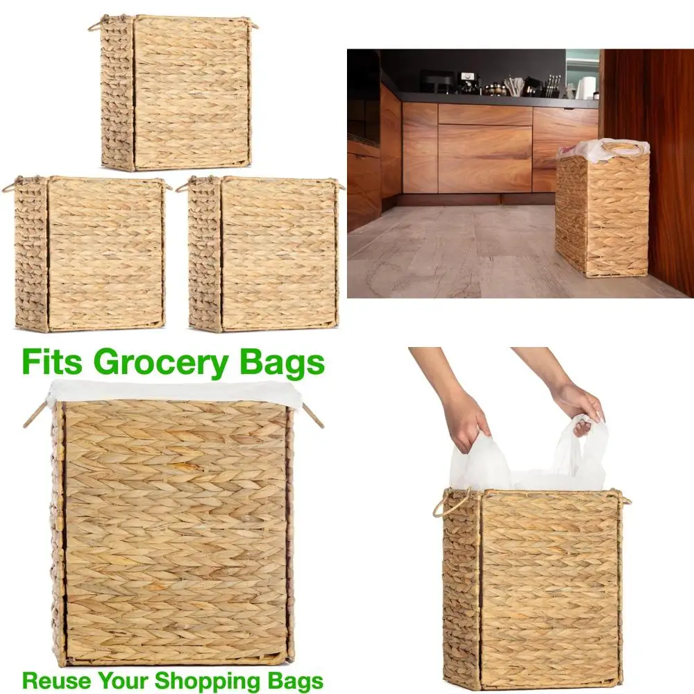 

Reusable Grocery Shopping Bags Trash Can - 3-Pack, Waste Basket for Eco-Friendly Waste Management