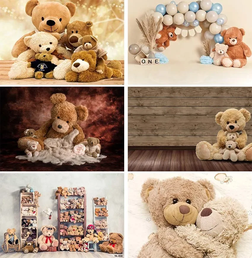 Photo Backdrop Boudoir Teddy Bear Toy Baby Curtain Flag Party Room Interior Photo Backgrounds Photocall Photo Studio