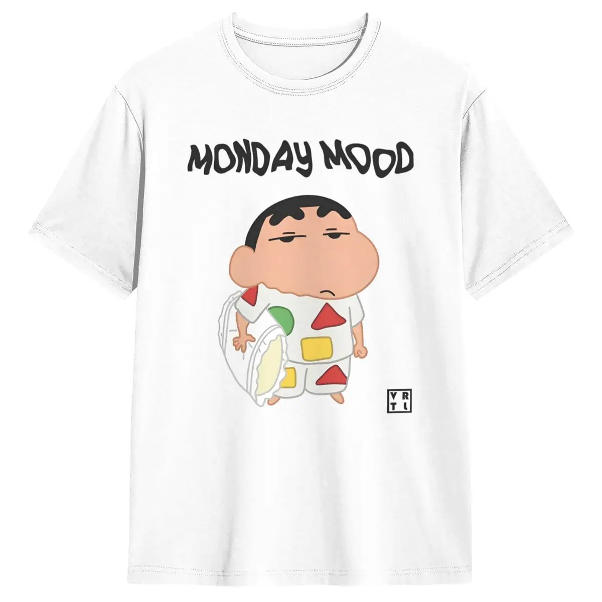 Monday Mood Crayon Shin Chan T-Shirt Beach Y2K Retro T-Shirts Pure Cotton Fashion Tshirt For Men's Short-Sleeved Top Tees