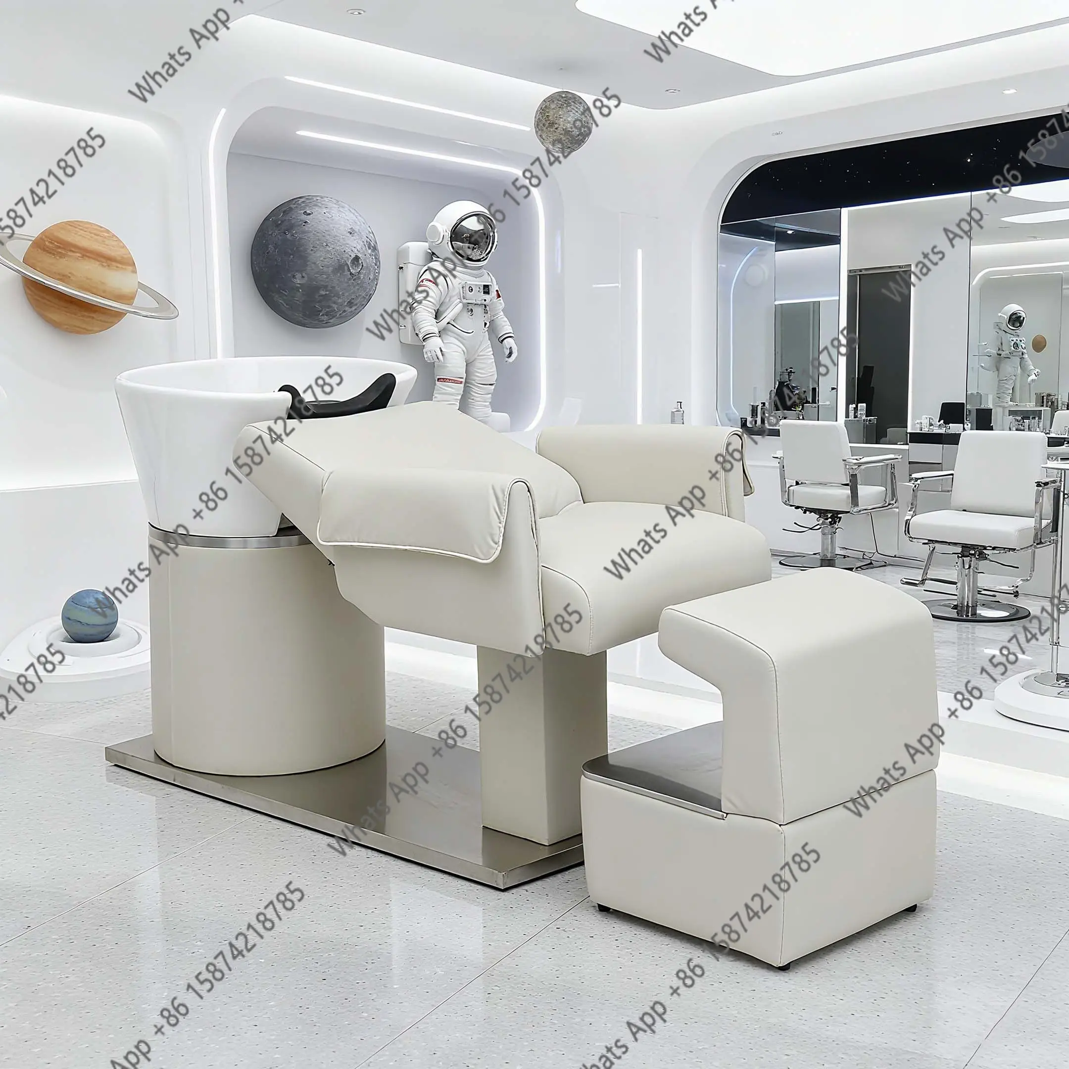 

The new barbershop semi-lying flush bed hair salon special hairdresser shampoo bed is simple and short