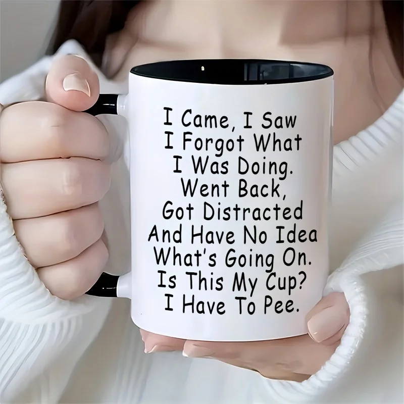 

[Pink Ceramic Mug] 1pc 3A Level Encourage Pattern Pink Inside Ceramic Coffee Mug - 11 Oz Water Mug, Gift Mug, Decorative Mug - I