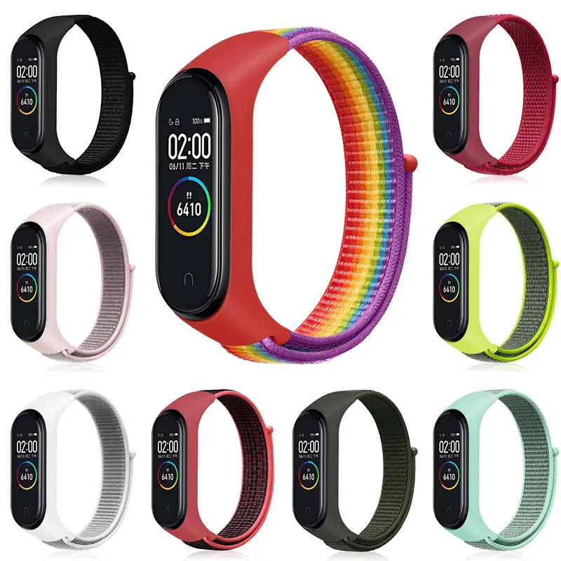 Nylon Strap For Mi Band 7 5 4 3 Strap Xiaomi Mi Band 7 6 5 4 3 Bracelet Watchband Silicone Wristband Smartwatch Sport Loop