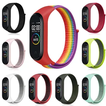 Correa de nailon para Mi Band 7 5 4 3 Correa Xiaomi Mi Band 7 6 5 4 3 pulsera de silicona reloj inteligente bucle deportivo