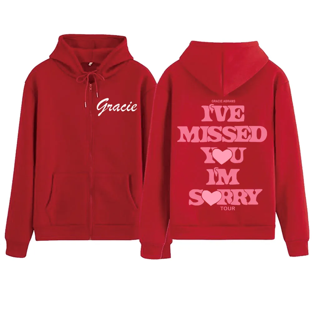 Gracie Abrams I Miss You I’m Sorry Zipper Hoodie Harajuku Pullover Tops Sweatshirt