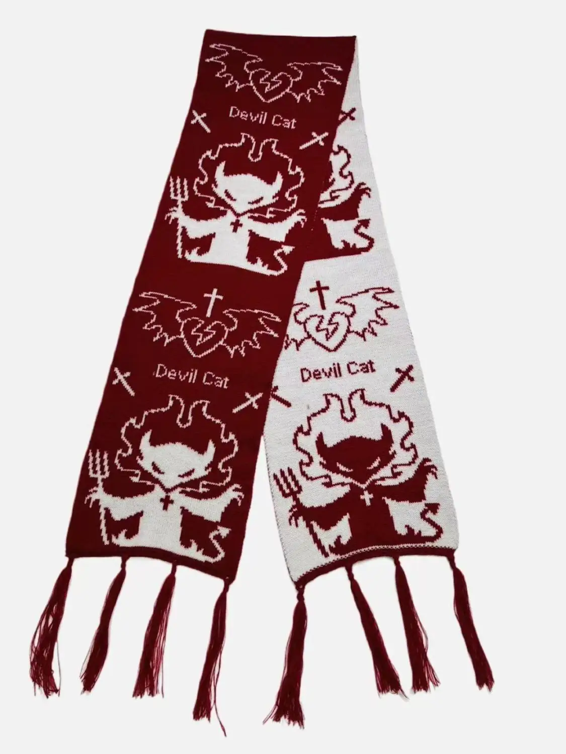 Autumn Winter New Demon Cat Punk Subculture All Match Warm Knitted Scarf Japanese Harajuku Hottie Streetwear Thicken Women Scarf