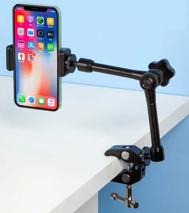 

fdhae Magic Arm Cell Phone Holder Desktop Smartphone Mount Telephone Stand with Clamp Mobile Cellphone Bracket for Iphone Xiaomi