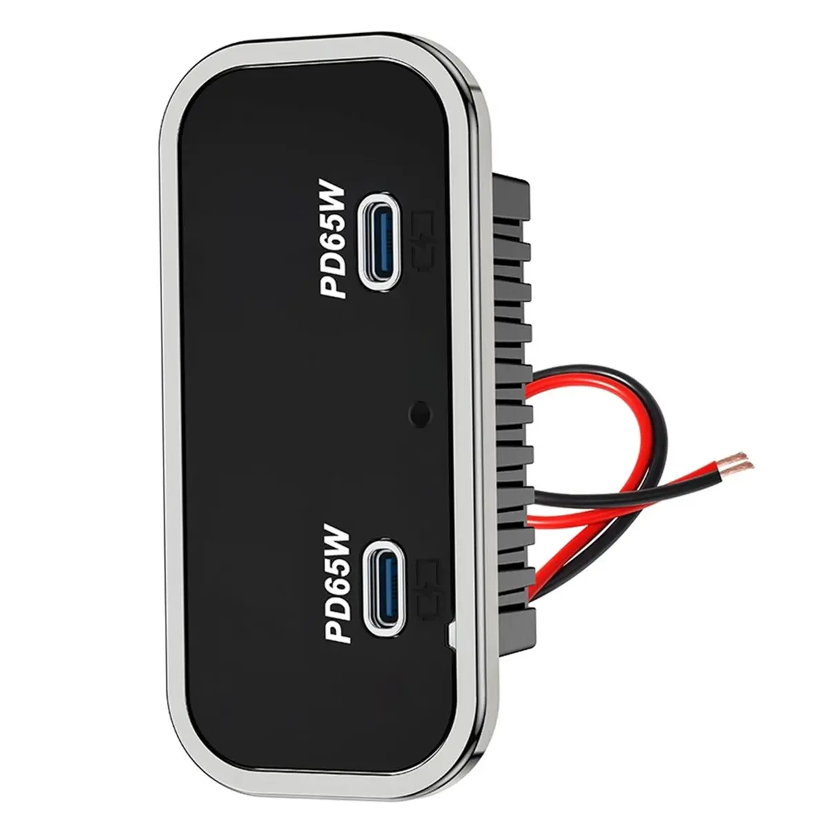 A14M 130W Car Charger Panel Dual 65W PD3.0 USB C Ports Fast Charging Power Outlet Socket for 12V/24V RV Boat Truck Bus