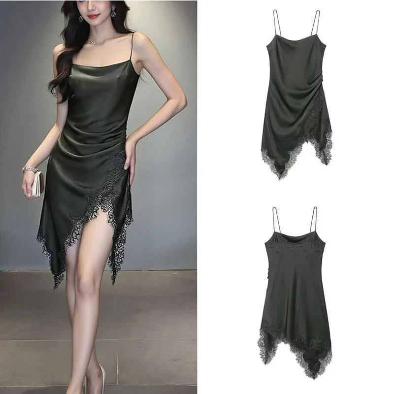 

2025 Autumn/Winter New Women's Fashion Hot Girl Style Irregular Lace Lingerie-Style Top