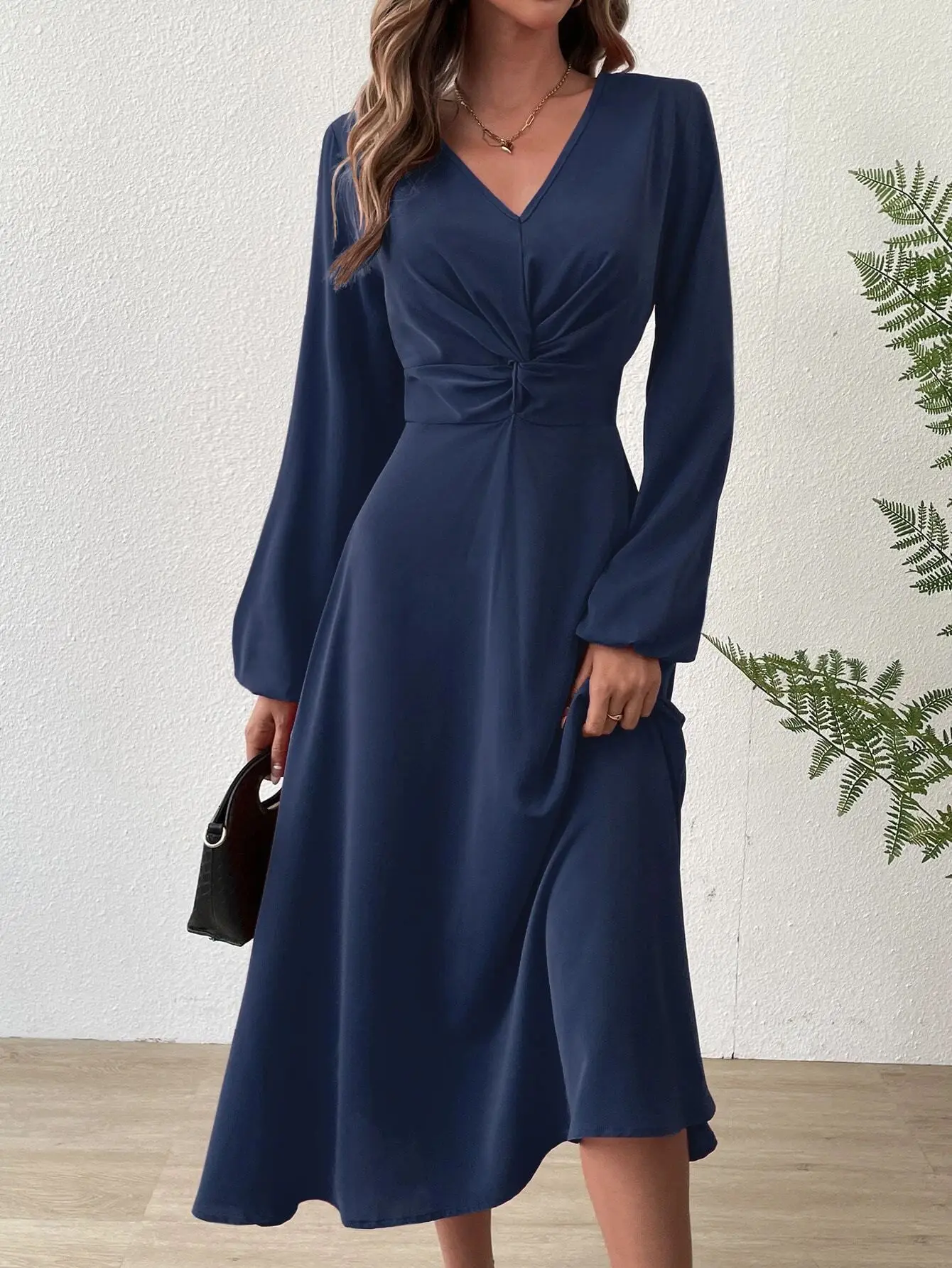 

Women's Spring Summer Fashion V Neck Lantern Sleeve Dress | Twisted Elegant Dress