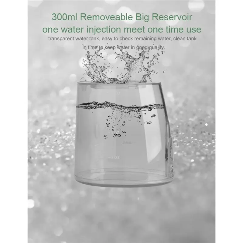 AT28-Portable Cordless Water Flosser 360° Nozzle 300Ml With 2300 Pulses 5 Mode Oral Irrigator For Braces, Teeth Cleaner Kit