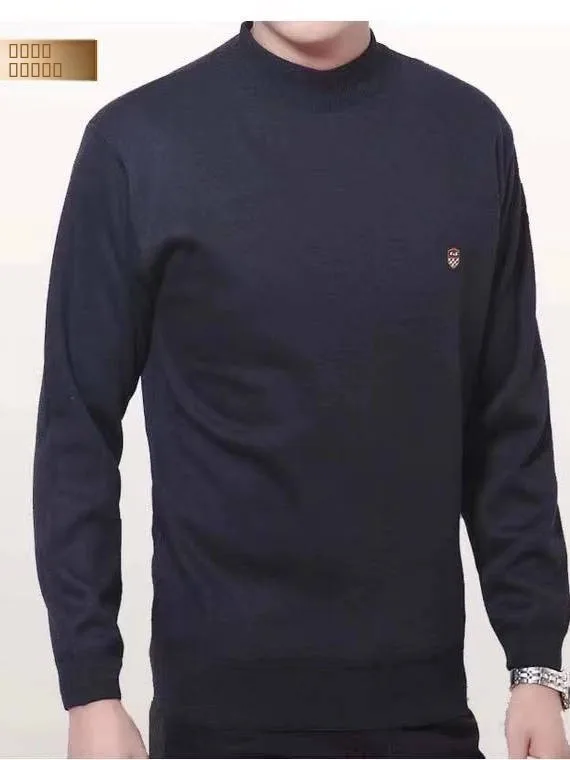 سترة محبوكة من الصوف المحبوك للرجال في منتصف العمر والكذب لون غير رسمي مستدير Ne Long Sve بلوزة شتوية #2