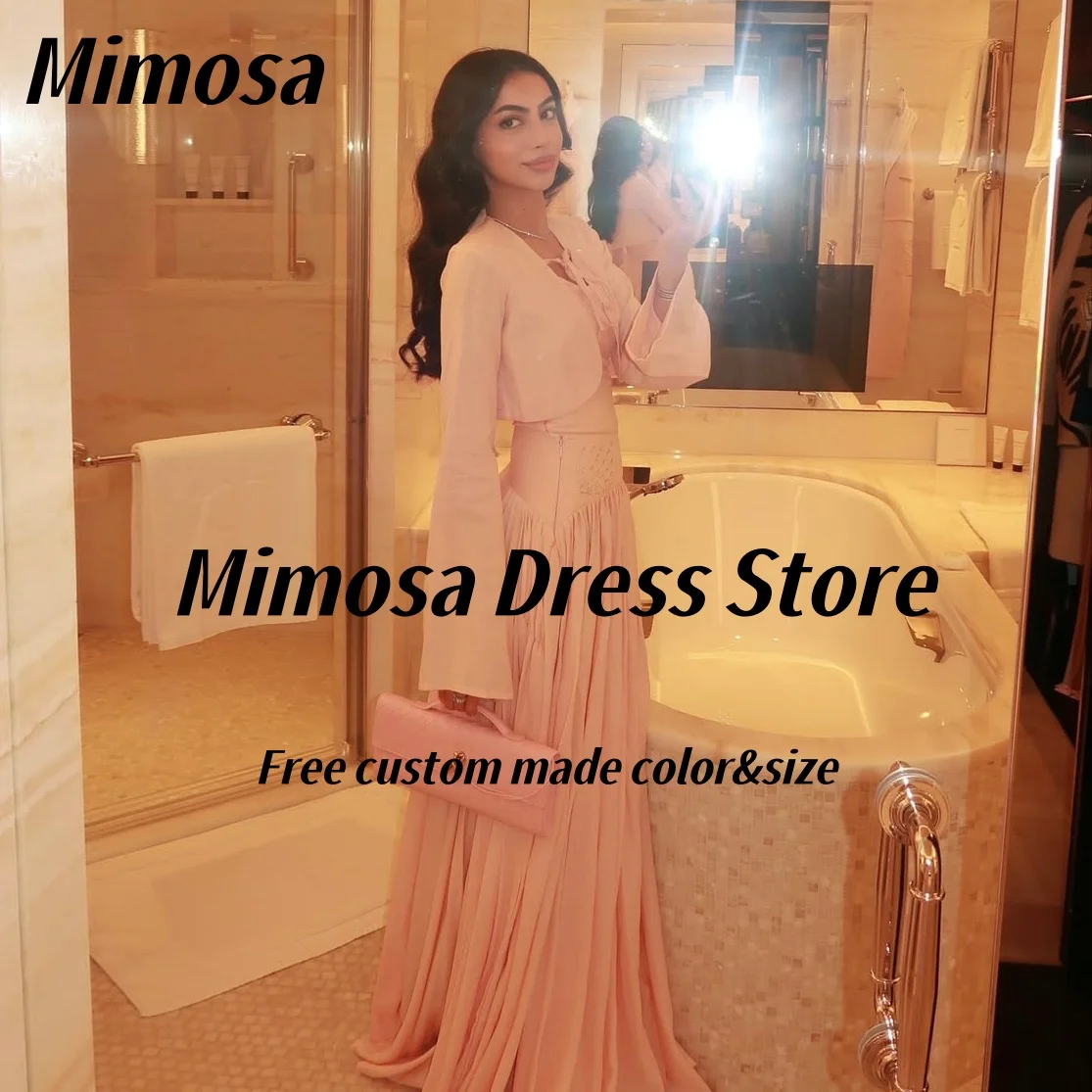 

Куртки Mimosa с длинными рукавами, платья для выпускного вечера с поясом из бисера, платье на заказ для дня рождения, длинные вечерние платья с рюшами по индивидуальному заказу