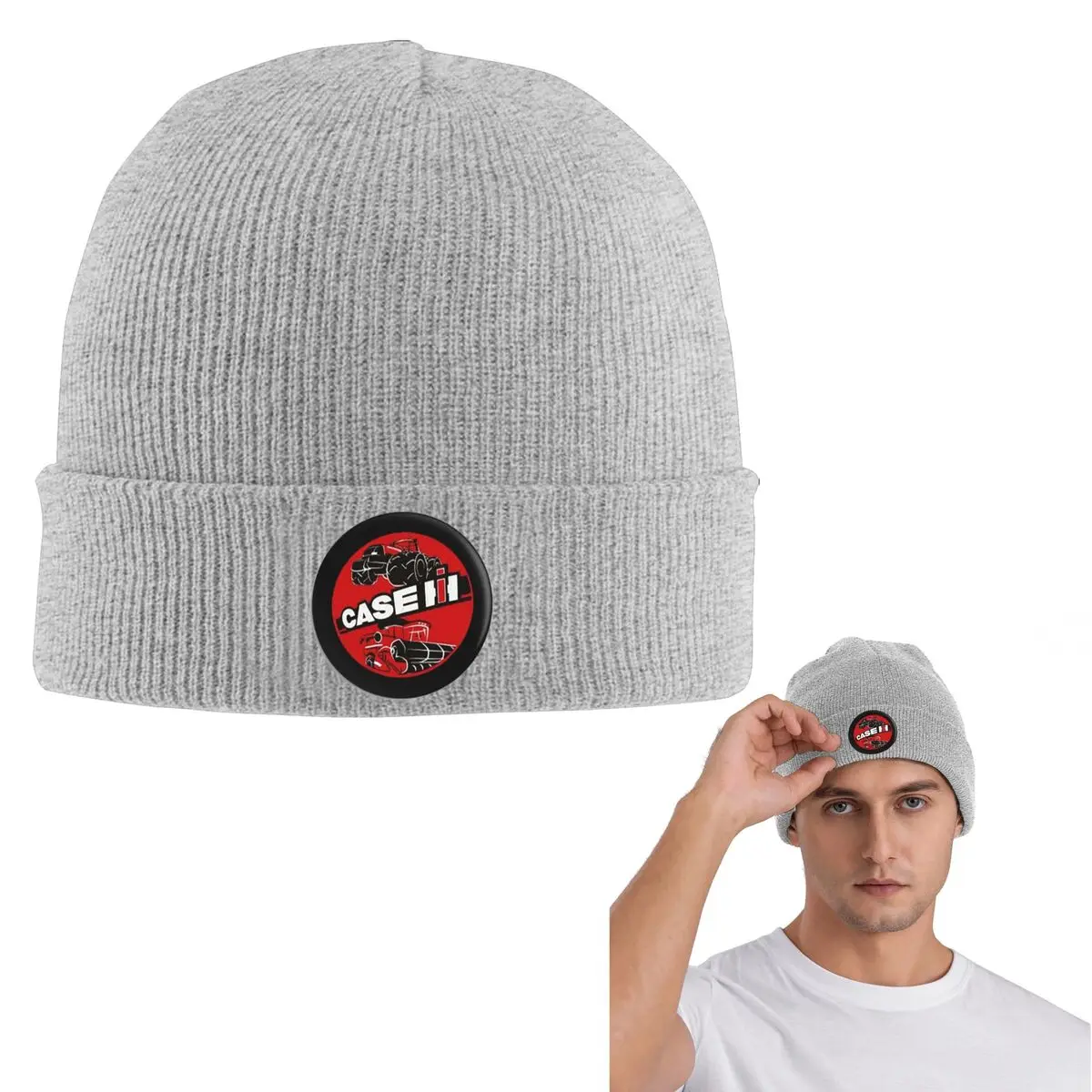 Tractor Case Logo Warm Knitted Cap Hip Hop Bonnet Hat Autumn Winter Outdoor Beanies Hats for Men Women Adult