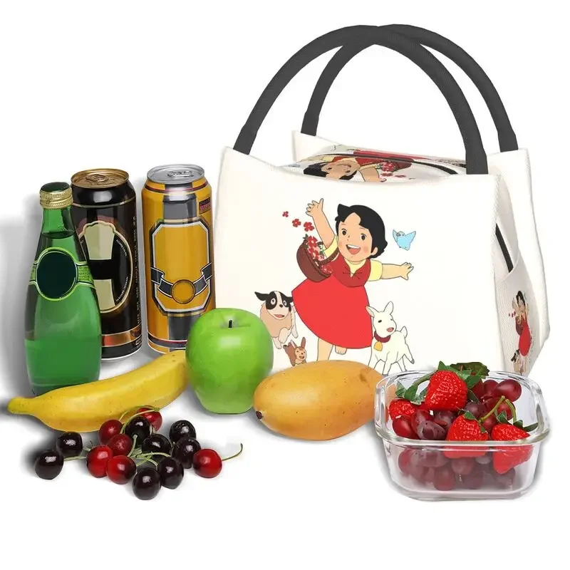 Heidi The Girl From The Alps Insulated Lunch Bag for Women Leakproof Goat Anime Cartoon Thermal Cooler Lunch Box Work Picnic