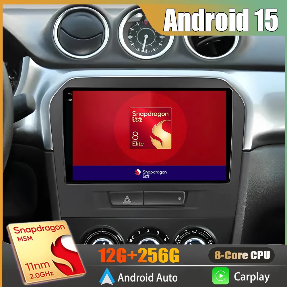 Android 15 For Suzuki Vitara 4 2014-2019 2K QLED Stereo Car Radio Multimedia Video Player GPS AI Voice CarPlay Head Unit