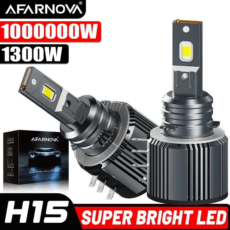 

2 шт. H15 автомобильная фара Canbus Super Bright 1300 Вт 1000000Lm 6500K Csp чип турбовентилятор авто лампа H15 светодиодная лампа для 99% автомобилей Plug&Play