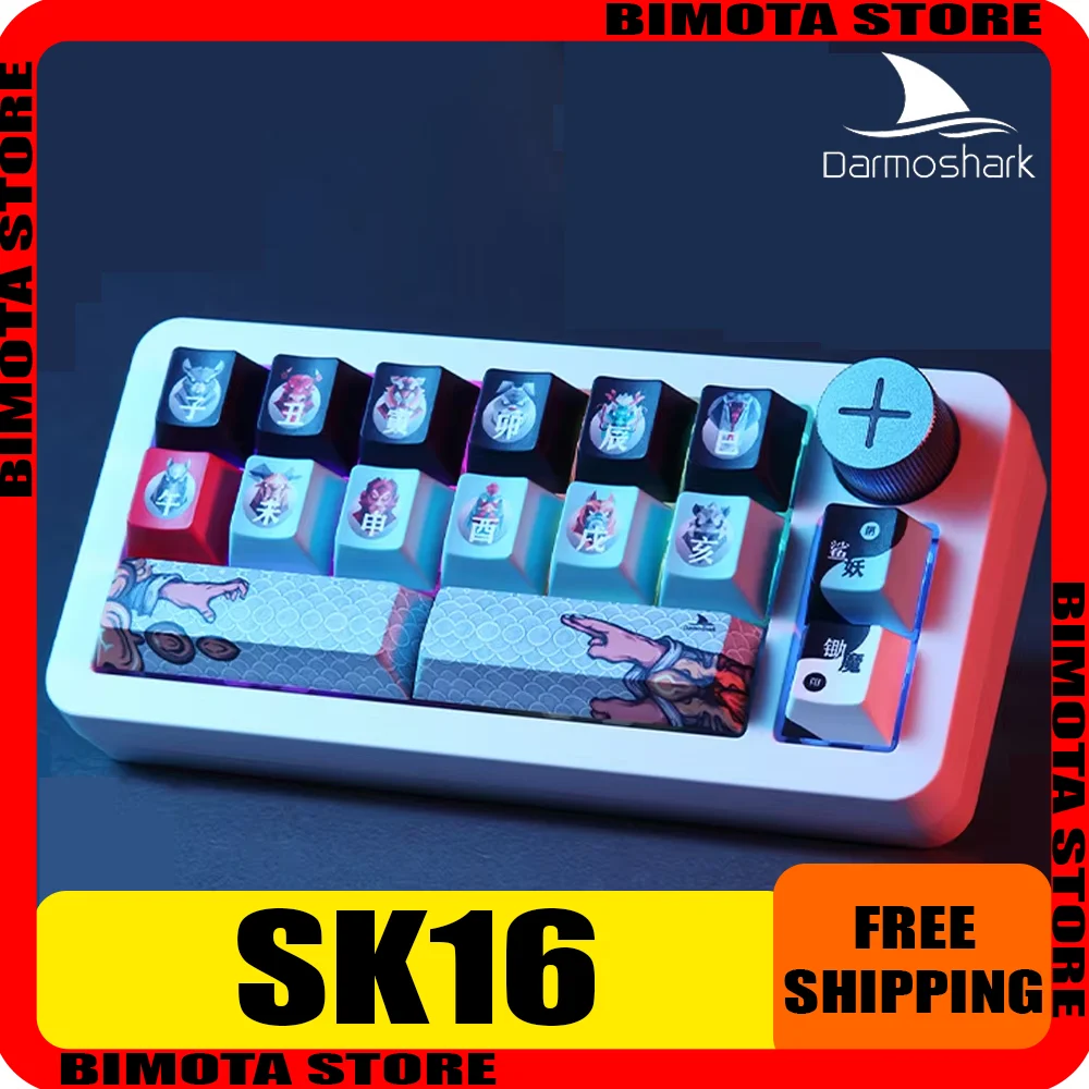 

Darmoshark Sk16 Qmk Mini Keyboard Numpad Three Mode Rgb Hot Swap Gasket Separate Voiume Knob Wireless Keyboard Pc Gamer Office