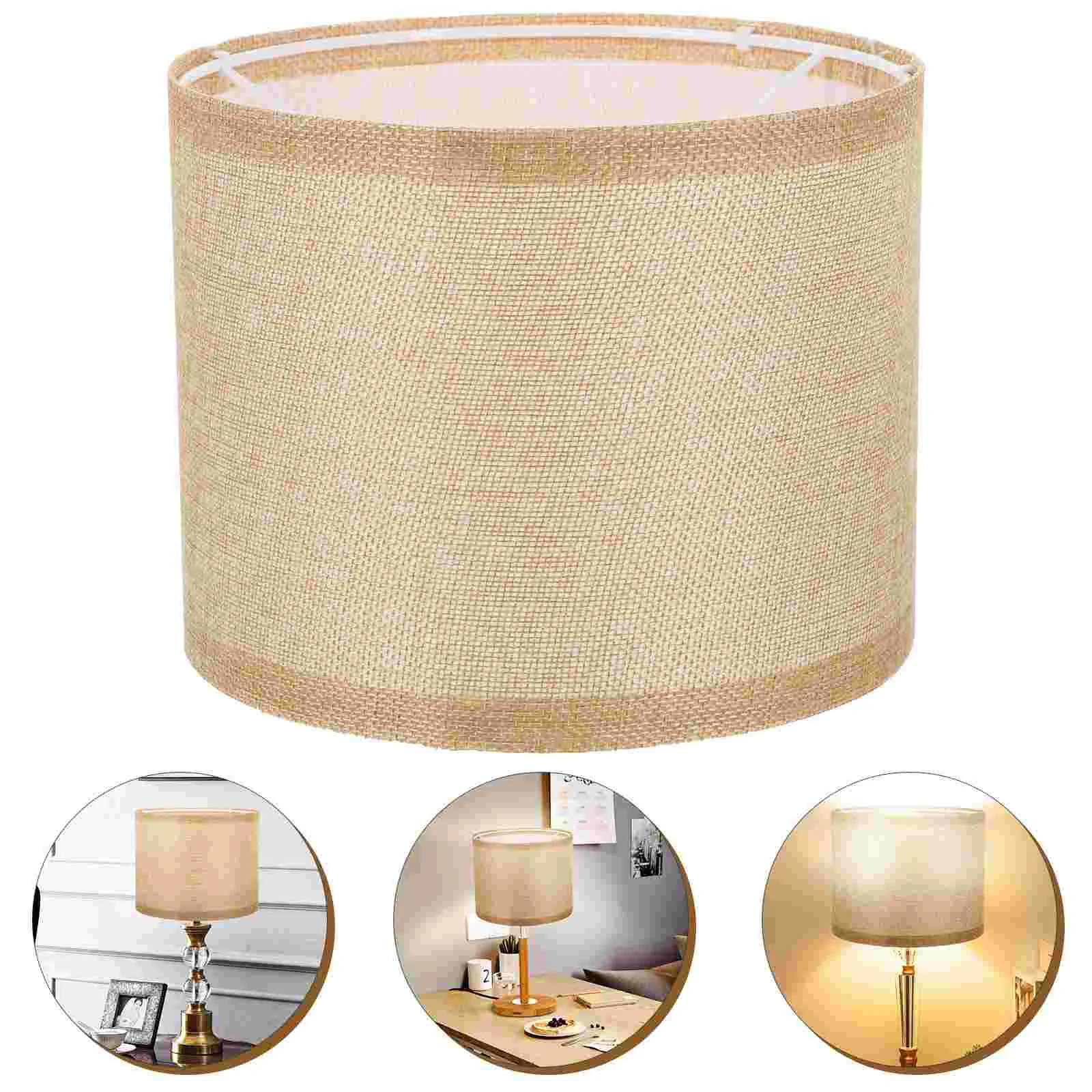 

Linen Cylinder Lamp Shade Round Straight Lampshade Large Drum Indoor Barrel Cover Pendant Lights