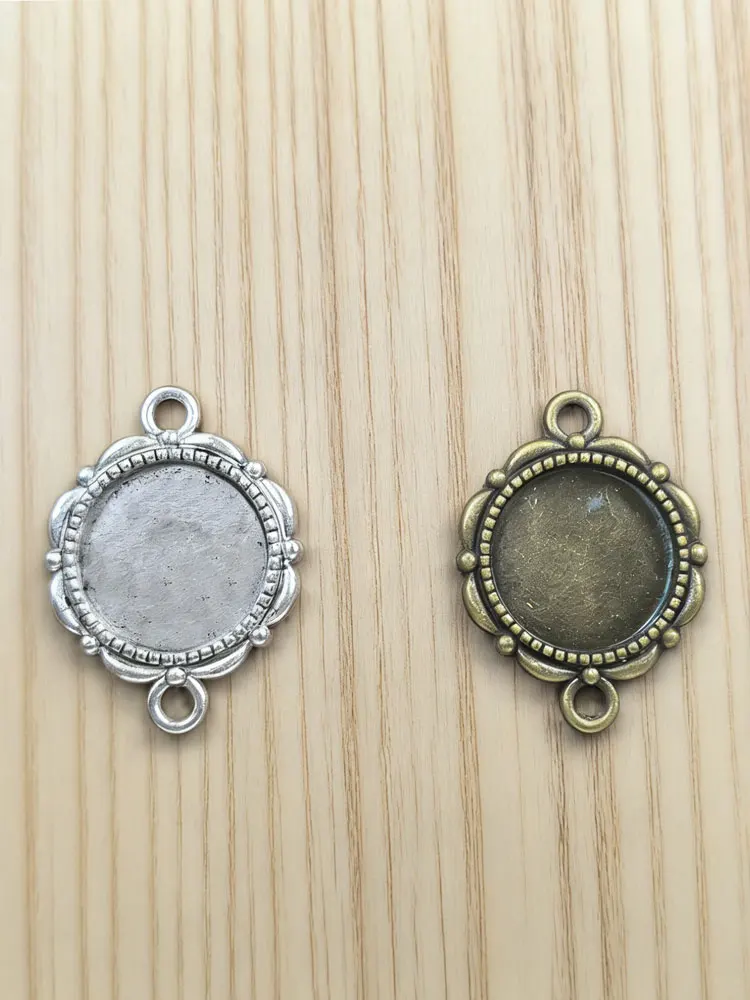 JUYA 10 sztuk/partia Fit 14mm okrągły Cameo Cabochon ustawienie złącze ze stopu dla wisiorek bransoletka akcesoria do wyrobu biżuterii AD0112 — zdjęcie 2